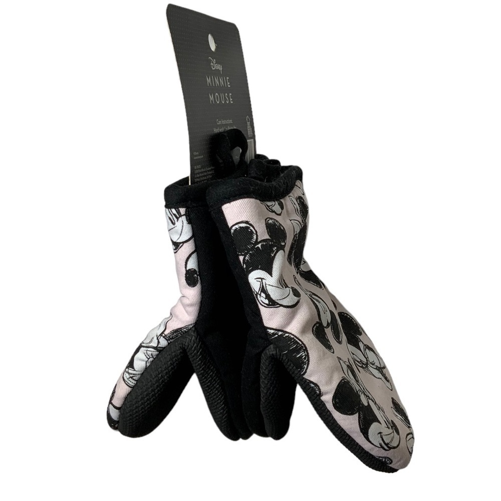 Disney Oven Mitts 2 Pack Mickey Minnie Mouse Oversized Mini Mitts Black Pink - Picture 12 of 16